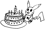 Pikachu and a birthday cake