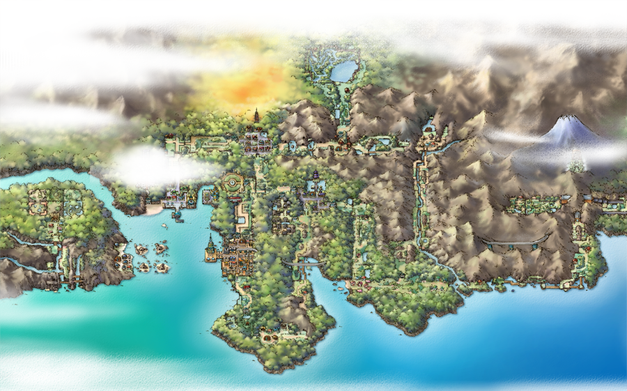 Full Sheet View - Pokemon HeartGold / SoulSilver - Location Art (Johto)